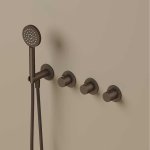 Hotbath Guy Diamond Bateria wannowa termostatyczna podtynkowa, z dwoma zaworami i słuchawką prysznicową - element zewnętrzny Tuscan Bronze GY7071D.TB