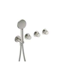 Hotbath Guy Diamond Bateria wannowa termostatyczna podtynkowa, z dwoma zaworami i słuchawką prysznicową - element zewnętrzny Brushed Nickel GY7071D.GN