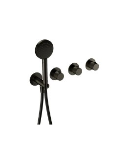 Hotbath Guy Diamond Bateria wannowa termostatyczna podtynkowa, z dwoma zaworami i słuchawką prysznicową - element zewnętrzny Matt Black PVD GY7071D.MBP