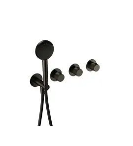 Hotbath Guy Diamond Bateria wannowa termostatyczna podtynkowa, z dwoma zaworami i słuchawką prysznicową - element zewnętrzny Matt Black PVD GY7071D.MBP