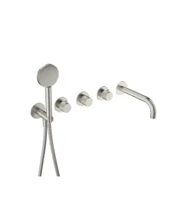 Hotbath Guy Diamond Bateria wannowa termostatyczna podtynkowa z wylewką i słuchawką prysznicową 2-drożna - element zewnętrzny Brushed Nickel GY7072D.GN