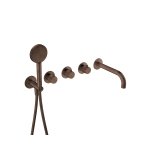 Hotbath Guy Diamond Bateria wannowa termostatyczna podtynkowa z wylewką i słuchawką prysznicową 2-drożna - element zewnętrzny Tuscan Bronze GY7072D.TB