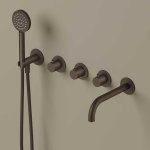 Hotbath Guy Diamond Bateria wannowa termostatyczna podtynkowa z wylewką i słuchawką prysznicową 2-drożna - element zewnętrzny Tuscan Bronze GY7072D.TB