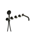 Hotbath Guy Diamond Bateria wannowa termostatyczna podtynkowa z wylewką i słuchawką prysznicową 2-drożna - element zewnętrzny Matt Black PVD GY7072D.MBP