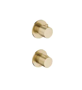 Hotbath Guy Row Bateria natryskowa termostatyczna podtynkowa 2-drożna - element zewnętrzny Brushed Brass PVD GY7009R.BBP