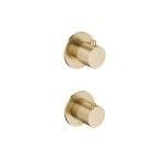 Hotbath Guy Row Bateria natryskowa termostatyczna podtynkowa 2-drożna - element zewnętrzny Brushed Brass PVD GY7009R.BBP