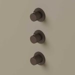 Hotbath Guy Row Bateria natryskowa termostatyczna podtynkowa 2-drożna 3-uchwytowa - element zewnętrzny Tuscan Bronze GY7066R.TB