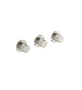 Hotbath Guy Row Bateria natryskowa termostatyczna podtynkowa 2-drożna 3-uchwytowa - element zewnętrzny Brushed Nickel PVD GY7067R.GN