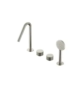 Hotbath Guy Row Bateria wannowa z wylewką i słuchawką prysznicową Brushed Nickel GY073R.GN