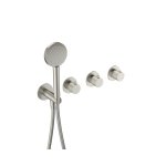 Hotbath Guy Row Bateria wannowa termostatyczna podtynkowa, z dwoma zaworami i słuchawką prysznicową - element zewnętrzny Brushed Nickel GY7071R.GN