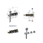 Hotbath Guy Row Bateria wannowa termostatyczna podtynkowa, z dwoma zaworami i słuchawką prysznicową - element zewnętrzny Matt Black PVD GY7071R.MBP