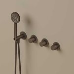 Hotbath Guy Row Bateria wannowa termostatyczna podtynkowa, z dwoma zaworami i słuchawką prysznicową - element zewnętrzny Tuscan Bronze GY7071R.TB