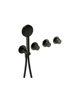 Hotbath Guy Row Bateria wannowa termostatyczna podtynkowa, z dwoma zaworami i słuchawką prysznicową - element zewnętrzny Matt Black PVD GY7071R.MBP