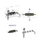 Hotbath Guy Row Bateria wannowa termostatyczna podtynkowa, z dwoma zaworami, wylewką i słuchawką prysznicową - element zewnętrzny Brushed Nickel GY7072R.GN