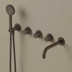 Hotbath Guy Row Bateria wannowa termostatyczna podtynkowa z wylewką i słuchawką prysznicową 2-drożna - element zewnętrzny Tuscan Bronze GY7072R.TB