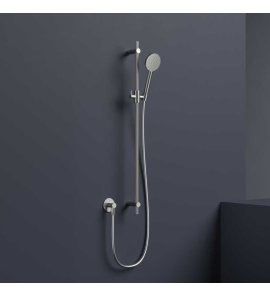 Hotbath Guy Row Drążek prysznicowy ze słuchawką, wężem PVC i przyłączem ściennym węża Brushed Nickel M318R.GN