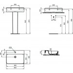 Ideal Standard Conca Umywalka ścienna 600x450 mm z otworem na baterię Biały T382301