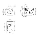 Ideal Standard i.Life B miska wisząca 54 RimLS+ biała + deska wolnoopadająca cienka biała T500301 + T534701