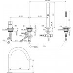 Ideal Standard Joy Bateria wannowa 4-otworowa z wylewką Czarny mat BC789A5