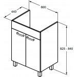 Ideal Standard Tempo Szafka stojąca 60 cm pod umywalkę szary E0567TI