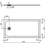 Ideal Standard Ultra Flat S Prostokątny brodzik prysznicowy 140 x 70 cm, Biały K8234FR