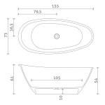 Inbalia Sycylia Wanna wolnostojąca 155x73 biały mat z korkiem klik klak chrom BTIS00041C00M110I