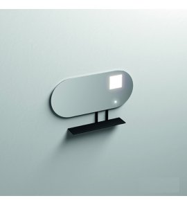 Kerasan Lustro ścienne 100x61 cm owalne z półką metalową i oświetleniem LED Czarny mat 933031