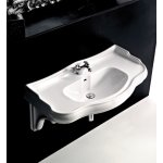       Kerasan Umywalka 100x54,5 + Korek klik klak + Syfon + Wspornik + Mocowanie biały/złoty 105001+050CL/ZŁ+756791+107901+760290