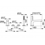 Keuco Edition 400 Bateria wannowa 4-otworowa na brzegu wanny, Chrom 51530010100
