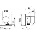 Keuco IXMO Zawór podtynkowy odcinający z przyłączem węża i uchwytem słuchawki prysznicowej DN 15, Chrom 59541011202