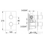 KOHLMAN Axel Bateria wannowo-prysznicowa termostatyczna podtynkowa z trzema wyjściami czarny mat QW433AB