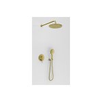 KOHLMAN Axel Zestaw prysznicowy podtynkowy z deszczownicą 25 cm złoty szczotkowany QW210AGDBR25