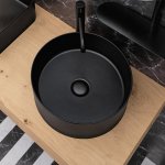 Axa MATE Umywalka stawiana na blat ∅ 40 cm z korkiem Click-clack Czarny matt 7820007+AF001507