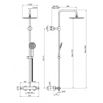 Carlo Frattini Serie 22 Bateria natryskowa z deszczownicą i zestawem natryskowym Chrom F3165/RP251CR