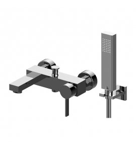 Graff Qubic Bateria wannowo-natryskowa z zestawem prysznicowym ściennym Chrom EX-3776-LM39W