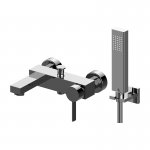 Graff Qubic Bateria wannowo-natryskowa z zestawem prysznicowym ściennym Chrom EX-3776-LM39W