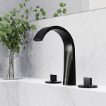 STEINBERG SERIA 280 bateria umywalkowa 3-otworowa nablatowa z korkiem Czarny mat 280.2000.S / 2802000S