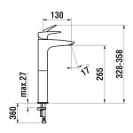 Laufen Laurin Bateria umywalkowa jednouchwytowa wysoka bez korka Chrom HF 50071 410 000 0