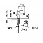 Laufen Lua Bateria bidetowa jednouchwytowa z korkiem automatycznym Chrom H 341081 004 114 1