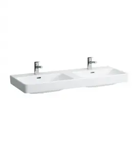 Laufen Pro S Umywalka ścienna dwukomorowa 120x46,5 cm biała H 814966 000 104 1