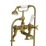 Lefroy Brooks Classic Bateria wannowa 2-otworowa z zestawem prysznicowym Antique Gold LS1100AG