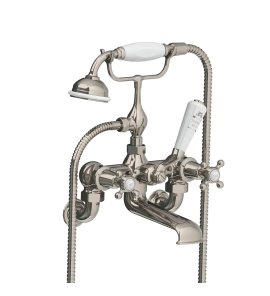 Lefroy Brooks Classic Bateria wannowa ścienna z zestawem prysznicowym Silver Nickel CH1166NK