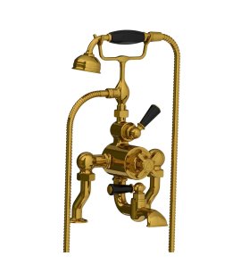 Lefroy Brooks Classic Bateria wannowa termostatyczna 2-otworowa z zestawem prysznicowym Antique Gold DM/BL8823AG