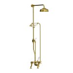 Lefroy Brooks Classic Bateria wannowa 2-otworowa z deszczownicą Ø 200 mm oraz z zestawem prysznicowym Polished Brass LB1701PB
