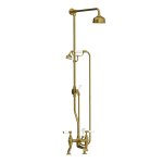 Lefroy Brooks Classic Bateria wannowa 2-otworowa z deszczownicą Ø 129 mm oraz z zestawem prysznicowym Antique Gold WL1700AG
