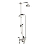 Lefroy Brooks Classic Bateria wannowa 2-otworowa z deszczownicą Ø 129 mm oraz z zestawem prysznicowym Silver Nickel BL1700NK