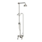 Lefroy Brooks Classic Bateria wannowa 2-otworowa z deszczownicą Ø 129 mm oraz z zestawem prysznicowym Silver Nickel CH1700NK