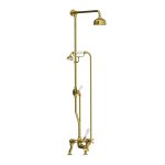 Lefroy Brooks Classic Bateria wannowa 2-otworowa z deszczownicą Ø 129 mm oraz z zestawem prysznicowym Polished Brass CH1700PB