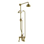 Lefroy Brooks Classic Bateria wannowa termostatyczna 2-otworowa z deszczownicą Ø 129 mm i zestawem prysznicowym Antique Gold DMGD8824AG