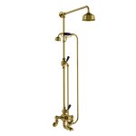 Lefroy Brooks Classic Bateria wannowa termostatyczna 2-otworowa ścienna z deszczownicą Ø 200 mm i zestawem prysznicowym Polished Brass WMBL8825PB